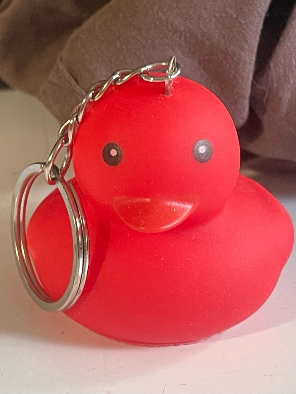 Light Up Colorful Rubber Duck Keychain  - Red